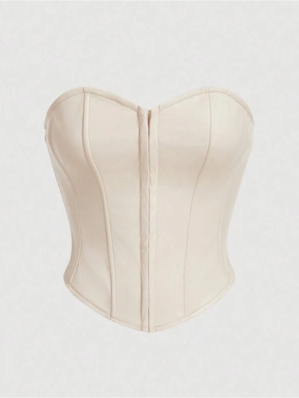 SHEIN Strapless Faux Leather Corset Bustier in Nude